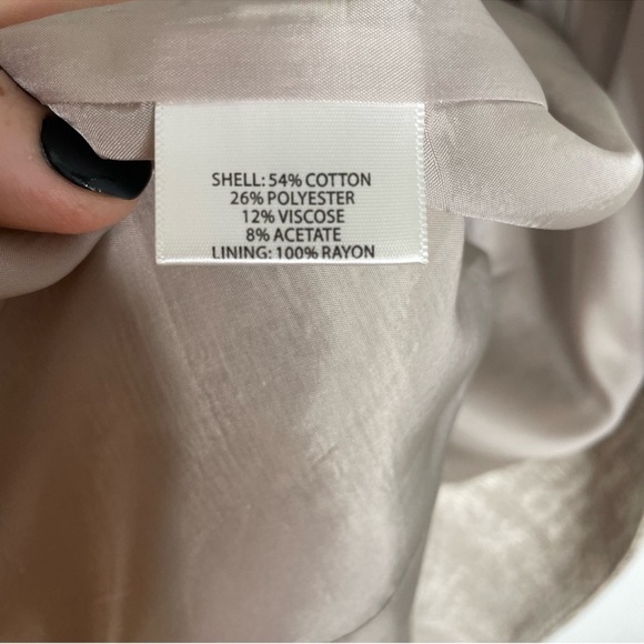 Eileen Fisher Taupe Silver Illusion Jacquard Open Front Long Coat Jacket XL - Picture 9 of 11